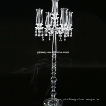 Tall Crystal Candelabra Glass Candle Holder With 5 arms For Wedding Decorations